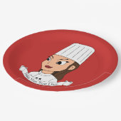 Assiettes En Carton Chef fille personnalisée (Angle)