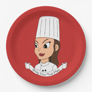 Assiettes En Carton Chef fille personnalisée