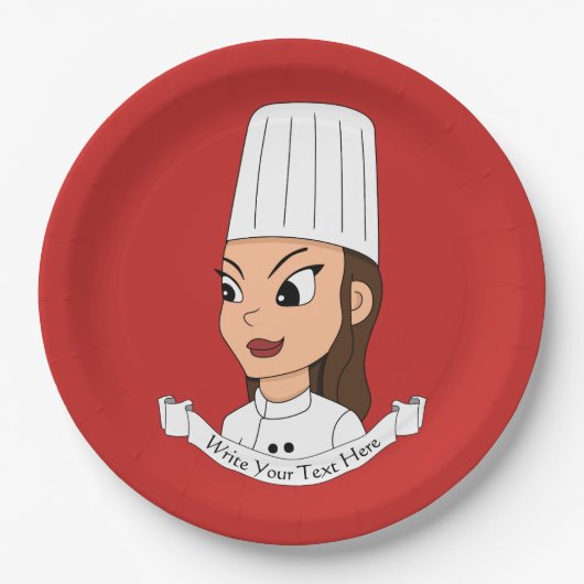 Assiettes En Carton Chef fille personnalisée (Devant)