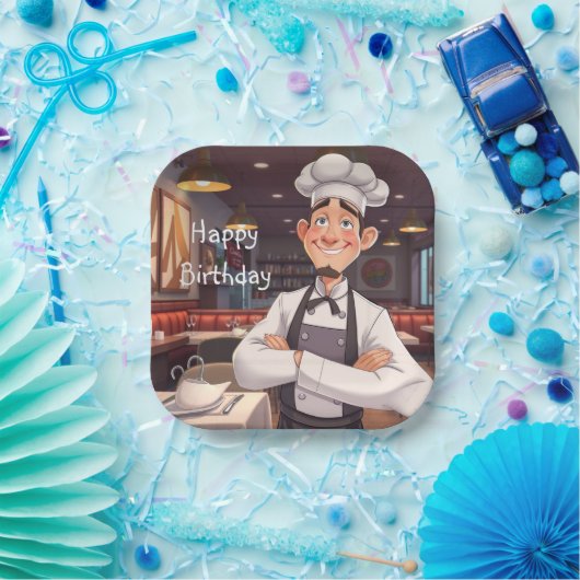 Assiettes En Carton Chef heureux (Fête)