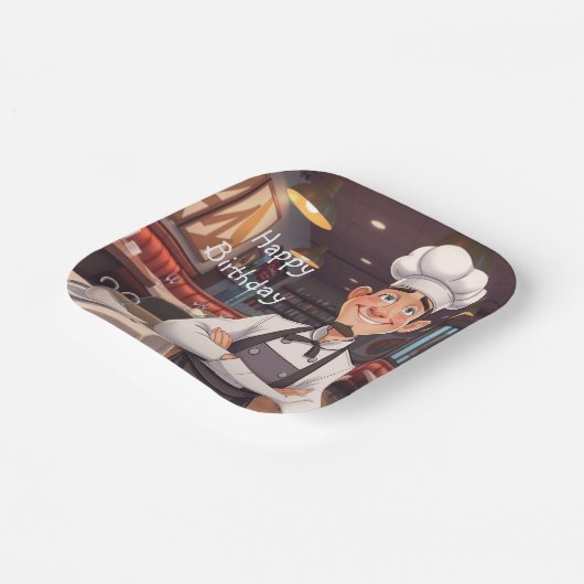 Assiettes En Carton Chef heureux (Angulaire)