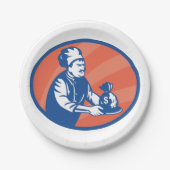 Assiettes En Carton Chef Holding Money Bag Restaurant Finance (Devant)