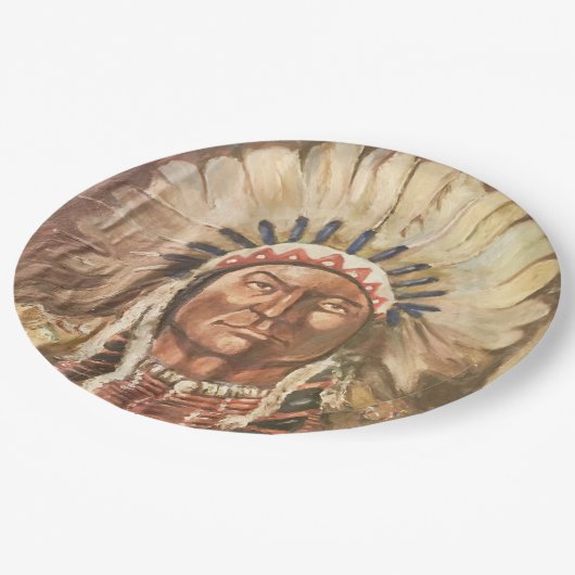 Assiettes En Carton Chef indien Sitting Bull (Angle)
