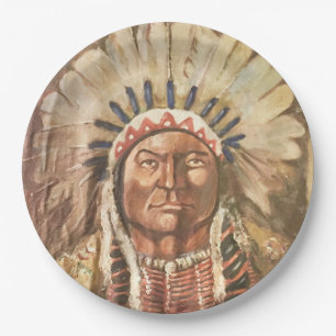 Assiettes En Carton Chef indien Sitting Bull