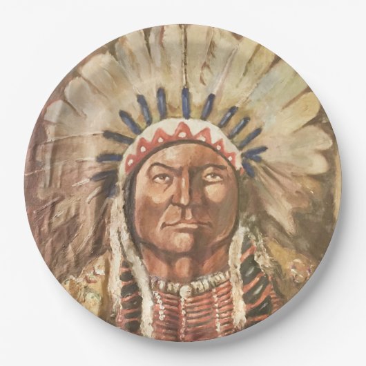 Assiettes En Carton Chef indien Sitting Bull (Devant)