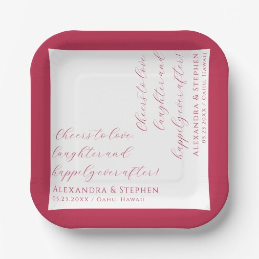 Assiettes En Carton Chefs à l'amour Moderne Chic Script Viva Magenta (Recto)