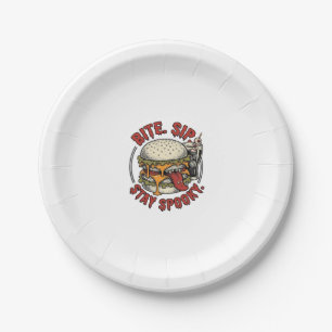 Assiettes En Carton Chemise Burger Épouvantable Gravure Vintage Hallow