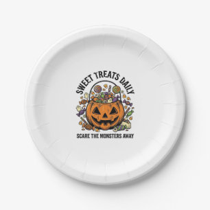 Assiettes En Carton Chemise de bonbons Halloween Dessin de monstre mig