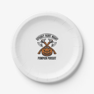Assiettes En Carton Chemise de chasse Halloween avec haches de citroui