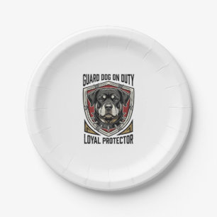 Assiettes En Carton Chemise de chien de garde gravée vintage Art_1 Pro