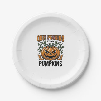 Assiettes En Carton Chemise de citrouille d'Halloween Gravure vintage 