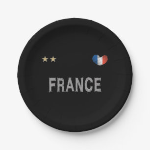 Assiettes En Carton Chemise de fan de football de France coeur