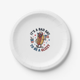 Assiettes En Carton Chemise de gravure vintage de hot-dog patriotique