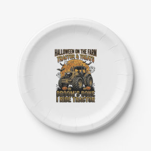 Assiettes En Carton Chemise de tracteur Halloween drôle de sorcière de