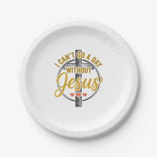 Assiettes En Carton Chemise de typographie chrétienne Jésus Croix_1