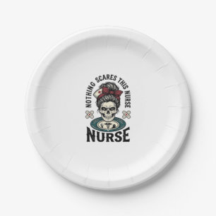 Assiettes En Carton Chemise d'infirmière Halloween Graphique de crâne