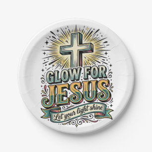 Assiettes En Carton Chemise vintage de croix chrétienne Glow For Jesus