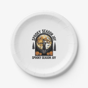 Assiettes En Carton Chemise vintage Halloween avec Scarecrow Moon Art_