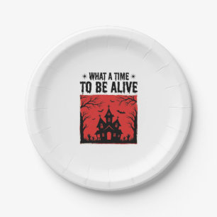 Assiettes En Carton Chemise Vintage Halloween Haunted House What A Tim