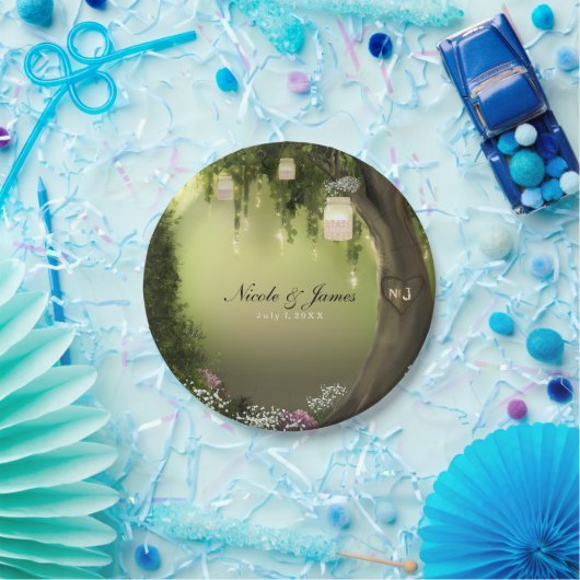 Assiettes En Carton Chêne Arbre Forêt Enchantée Jardin Plaques de mari (Fête)