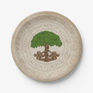 Assiettes En Carton Chêne celtique Arbre de vie -Yggdrasil