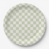 Assiettes En Carton Chèque Pastel Vert À damiers Sage Check (Devant)