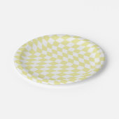 Assiettes En Carton Chèques Jaunes Rétro Wavy Warped Checkerboard (Angle)
