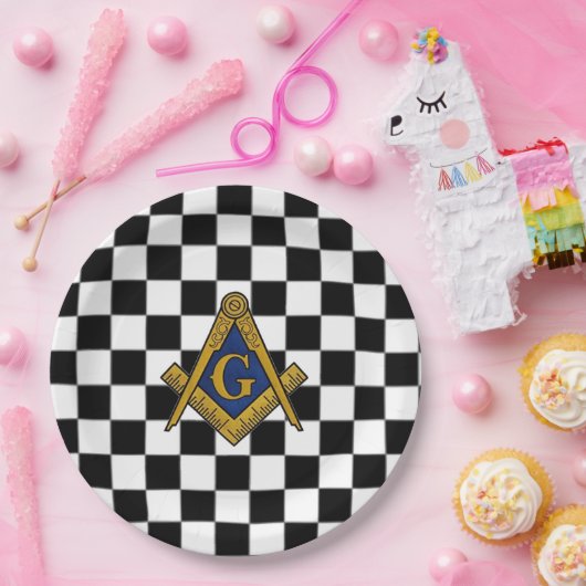 Assiettes En Carton Chèques maçonniques Freemasons Carré et Compass (Fête)