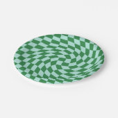 Assiettes En Carton Chèques Retro Pastel Blue Green Checks Warped Chec (Angle)