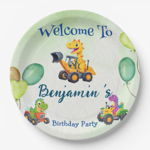 Assiettes En Carton Cher Dinosaure tracteur creuser ballon camion Anni
