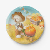 Assiettes En Carton Cher fermier chien avec Citrouille (Devant)