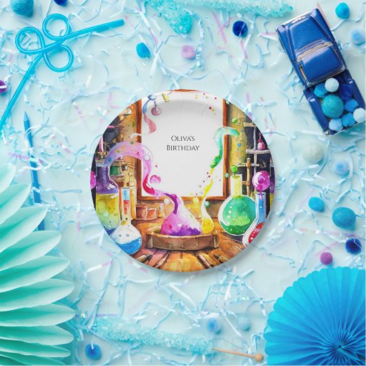 Assiettes En Carton Chercheur en chimie pour enfants enchanté Annivers (Fête)