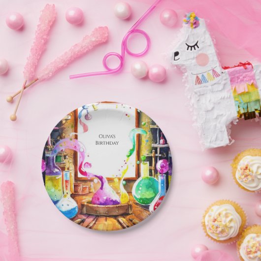 Assiettes En Carton Chercheur en chimie pour enfants enchanté Annivers (Fête)