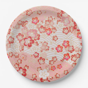 Assiettes En Carton Cherry Blossom Motif japonais