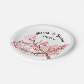Assiettes En Carton Cherry Blossom Rose floral Mariages (Angle)