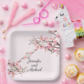 Assiettes En Carton Cherry Blossoms Mariage Réception Personnaliser No (Fête)
