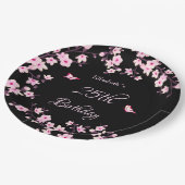 Assiettes En Carton Cherry Blossoms Pink Black Custom (Angle)
