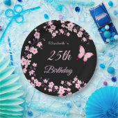 Assiettes En Carton Cherry Blossoms Pink Black Custom (Fête)