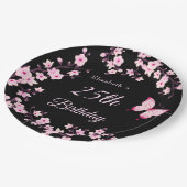 Assiettes En Carton Cherry Blossoms Pink Black Custom (Angle)
