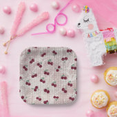 Assiettes En Carton Cherry Crochet  Pastel Pink  (Fête)