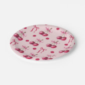 Assiettes En Carton Cherry Pastel Pink & Red Bow Anniversaire (Angle)