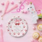 Assiettes En Carton Cherry Pink Bow Baby Shower (Fête)
