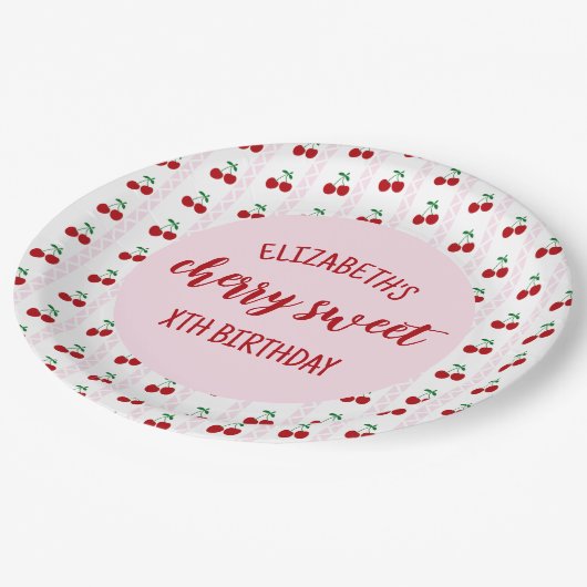 Assiettes En Carton Cherry Sweet Anniversaire (Angle)