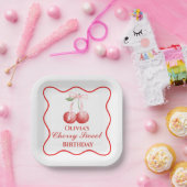 Assiettes En Carton Cherry Sweet anniversaire Pink Bow En vichy (Fête)