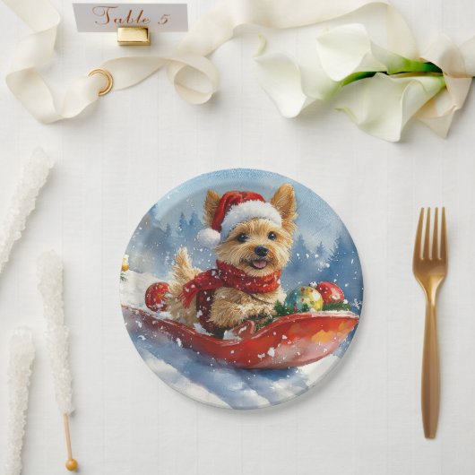 Assiettes En Carton Chesapeake Bay Terrier Dog dans Sledge Noël (Mariage)