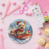 Assiettes En Carton Chesapeake Bay Terrier Dog dans Sledge Noël (Fête)