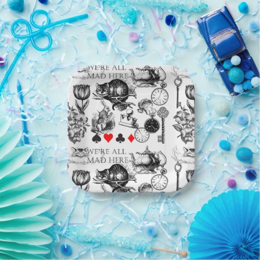 Assiettes En Carton Cheshire Chat classique alice au merveilleux fou (Fête)