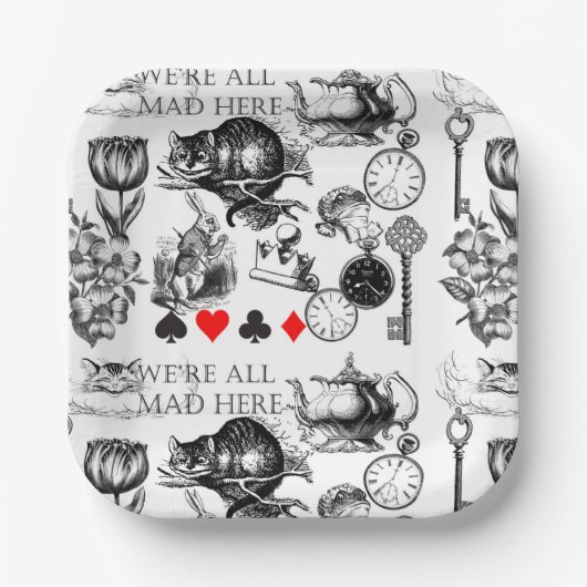 Assiettes En Carton Cheshire Chat classique alice au merveilleux fou (Recto)