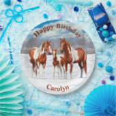 Assiettes En Carton Chestnut Pinto Sorrel Peinture Quarter Chevaux Dan (Fête)
