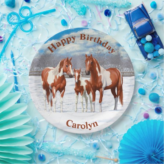 Assiettes En Carton Chestnut Pinto Sorrel Peinture Quarter Chevaux Dan (Fête)